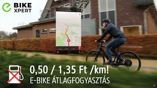 MENNYI? 0,50 / 1,35 Ft /km!  E-bike átlagfogyasztás