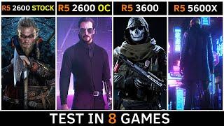 Ryzen 5 2600 vs 2600 OC vs 3600 vs 5600X | RTX 3060 | Test in 8 Games | 1080p