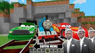 Thomas the Tank Engine and Lightning Mcqueen in Minecraft