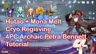 HuTao Cryo Regisvine (4PC Petra Bennett) Tutorial | Burst Showcase  -Genshin Impact