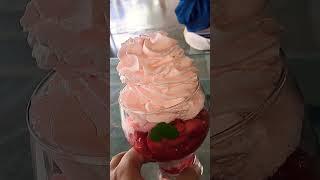 Strawberry icecream Sundae with extra cream at mapro mall lonavala #travelvlog #foodvlog #strawberry