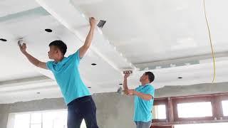 Hướng dẫn bả trần thạch cao với kỹ thuật thi công thượng thừa | bả matit trần thạch cao