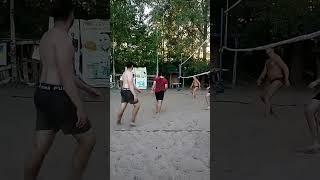 Beach volleyball, hitting the ball hard and blocking doesn't help.