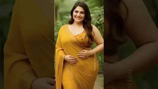 Beautiful woman in yellow saree #plussize #indianwomen #yellowsharee #fashion #royalfamily