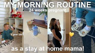 my *realistic* morning routine as a STAY AT HOME MOM + 24 weeks pregnant!