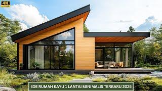 DESAIN MEWAH! Ide Rumah Kayu 1 Lantai Minimalis 2025 yang Tetap Simpel!