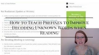 How to Teach Prefixes to Improve Decoding Unknown Words when Reading