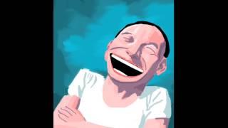 a painting of a laughing man(Yue Minjun) using BuTouch Silstar digital painting brush w/procreate