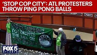 'Stop Cop City' protesters throw ping pong balls at Atlanta City Council meeting | FOX 5 News