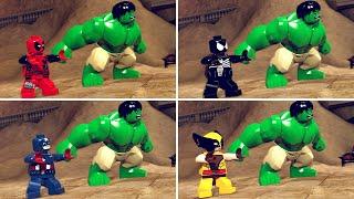 Alle Charaktere mit Hulk vs. Bösewichte in den Zwischensequenzen von LEGO Marvel Super Heroes