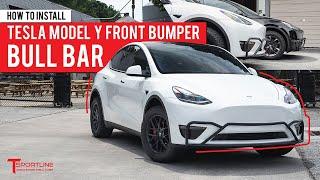 ️ Maximum Front End Protection! Installing Tesla Model Y Front Bumper Brush and Bull Bar 