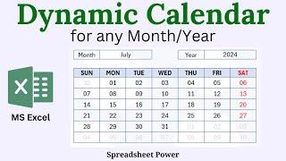 Dynamic Calendar for Any Month and Year in Excel