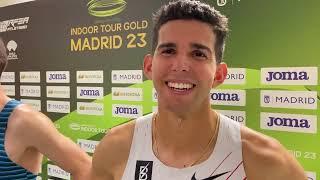 Grant Fisher after 3:34.99 1500m PB at Madrid Indoor Gold Tour Meet