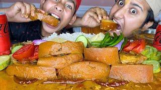 PORK EATING MUKBANG: SPICY PORK RIBS MEAT & HUGE PORK PIECES CURRY WITH RICE | HUNGRY GADWALI