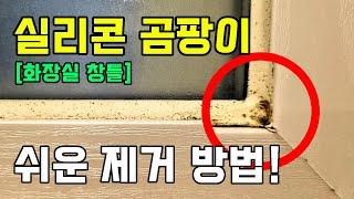 화장실 창틀 실리콘 곰팡이 제거 방법. 욕실 물때 줄눈 청소 [홈스타 곰팡이싹, 착붙는 바르는 곰팡이젤 락스]