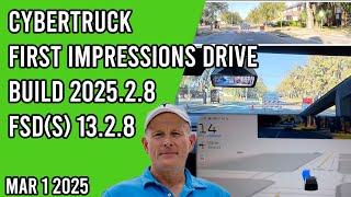 FSD Supervised v13.2.8 build 2025.2.8 First Impressions Drive in the Cybertruck