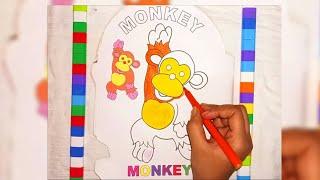 monkey  colouring page for kids || how to color monkey