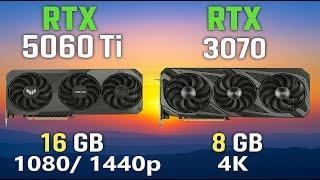 RTX 5060 Ti vs RTX 3070 - 10 Games 1080p/1440p  Ray Tracing & DLSS