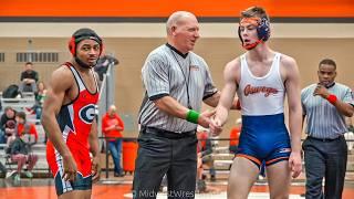 150 – Ethan Essick {G} of Oswego IL vs. Donte Hudson {R} of Glenbard East IL