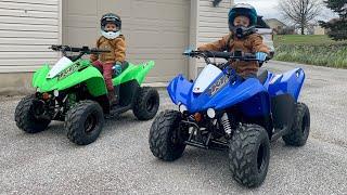 Our Kids get a HUGE SURPRISE! New Kawasaki KFX50 Four-Wheelers for Christmas!