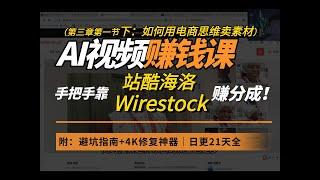 2025年AI视频赚钱第一课（第三章第一节下）：手把手教你靠站酷海洛&Wirestock赚分成！｜如何用电商思维卖素材