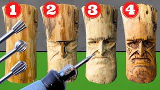 Dremel wood carving sculpture, How to carve a face in wood with rotary tool step by step tutorial