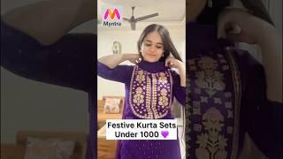 Myntra Festive Kurta Sets Under 1000  Ethnic Wear Haul #myntra #myntrahaul #shorts