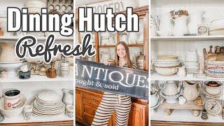 Dining Room Hutch REFRESH | Decorating with Ironstone | Antique Farmhouse Home #antiques