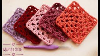 آموزش قلاب بافی- بافت موتیف کلاسیک Crochet a Simple Granny Square | Mahsa Crochet