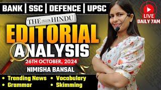 Editorial Analysis | 26th October, 2024 | Vocab, Grammar, Reading, Skimming | Nimisha Bansal