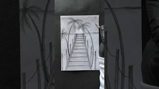 Easy landscape drawing technique #shorts #craft #art #drawing #crafts #satisfying