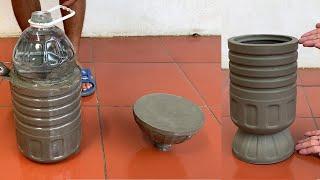 Make Outstanding Cement Plant Pots From Plastic Bottles Easily At Home