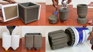 Ideas For Recycling Plastic Bottles And Cardboard To Create Extremely Beautiful Cement Flower Pots