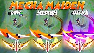 Ruby Mecha Maiden Aspirant Skin in Different Graphics Settings MLBB Comparison