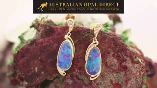 Gold Earrings, Green Earrings, Opal Stud Earrings - Australian Opal Direct | Worldwide Shipping