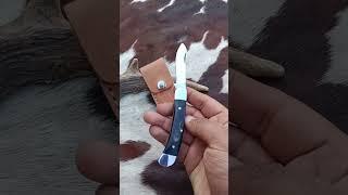 best outdoor hunting camping folding pocket knife with black buffalo horn handle