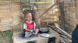 A single mother raises her children, cooks and takes care of the corn garden on her own.