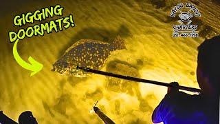 Gigging *HUGE FLOUNDER* at Night! The Fall Flounder Run is HERE! Dinner on a Stick!