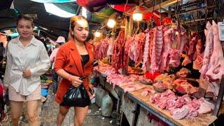 Cambodia Tour 2024 - Walking Tour 4K - Phnom Penh Local Market - Amazing Street Food