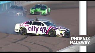 Alex Bowman makes contact with the wall at Phoenix