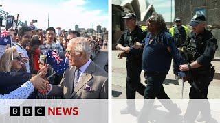 Aboriginal protester arrested as crowds greet King and Queen on Sydney tour | BBC News