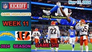 Chargers VS  Bengals WEEK 11 GAME 3rd QTR HIGHLIGHTS  Nov 17, 2024 | 2024-2025 NFL Season.