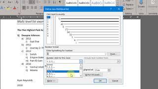 Multi Level Lists in Word