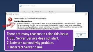 how to fix a network related or instance specific error in sql server 3 way