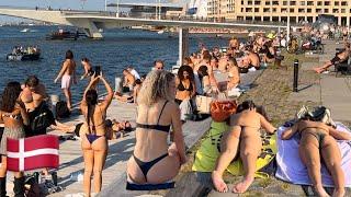 City Beach walk, Islands Brygge walking tour, Travel Copenhagen Denmark 2024August #4k #Sunbath