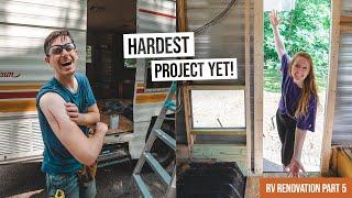 Vintage RV Renovation - Completely Rebuilding the Door Frame (This was tough ) (Ep. 5)