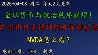 美股 反弹还有戏吗？知名人士：全球货币与政治秩序开始崩塌！华尔街：对支持特朗普深刻反思。马斯克驳斥白宫顾问贬低TSLA的言论。NVDA怎么看？BTC、BRK、MSFT、NVDA、DIS、AMZN