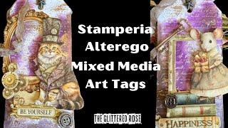 Mixed Media Art Tags Featuring Stamperia Alterego Collection. Beginner Mixed Media Art Journal