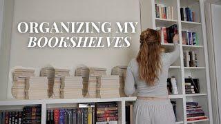 re-organize my bookshelves with me  [book organization, bookshelf tour & building a home library]