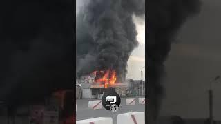 Пожар на рынке Тараза тушат 56 огнеборцев